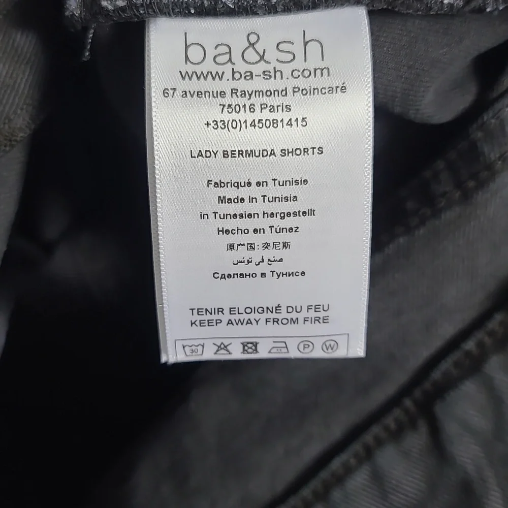 BA&SH NWT Brune Bermuda Blackstone Lady Long Shorts Demin Cotton Black Size 2